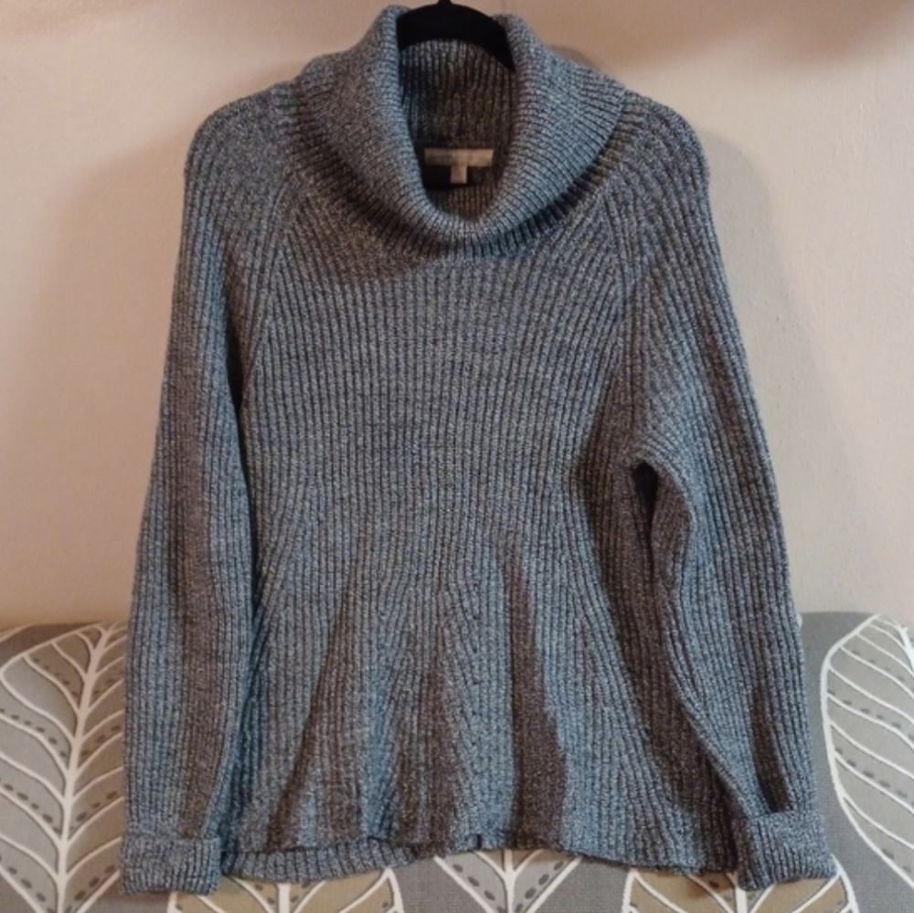 Banana Republic Women's Large Italian Yarn Knit Charcoal Gray Cowl Neck  Sweater